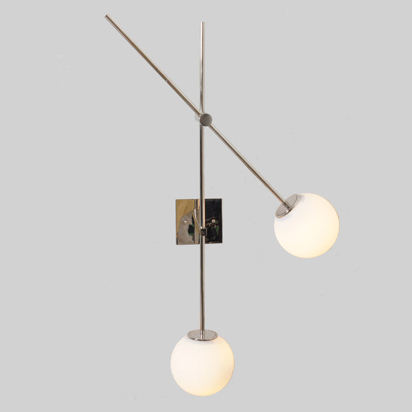 Double Globe Articulated Brass Wall Lamp