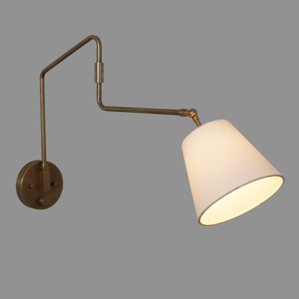 Articulated Swing Arm Linen Shade Wall Lamp