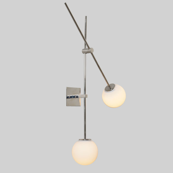 Double Globe Articulated Brass Wall Lamp