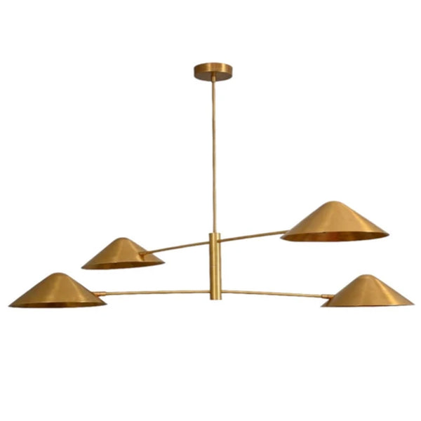 4 Light Shade Style Raw Brass Chandelier Light Fixture