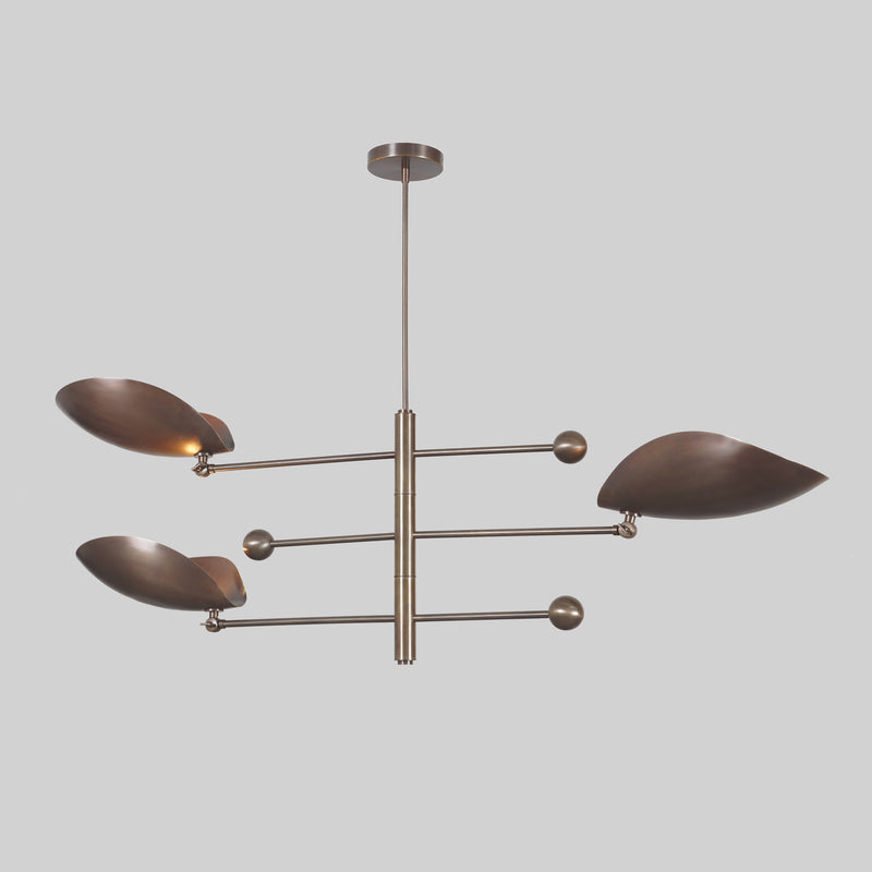 3 Rotating Balanced Arms Brass Chandelier