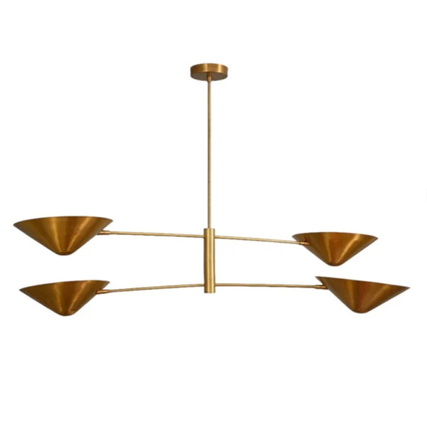 4 Light Shade Style Raw Brass Chandelier Light Fixture