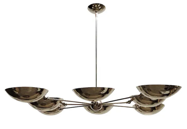 8 Light Pendant Mid Century Modern Raw Brass