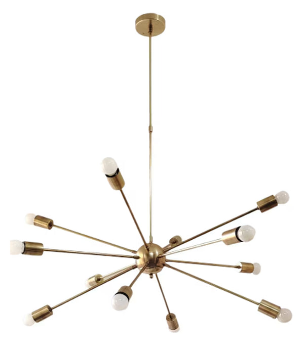 12 Light Mid Century Brass Sputnik chandelier