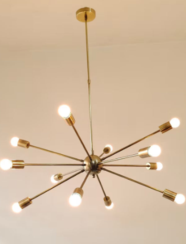 12 Light Mid Century Brass Sputnik chandelier