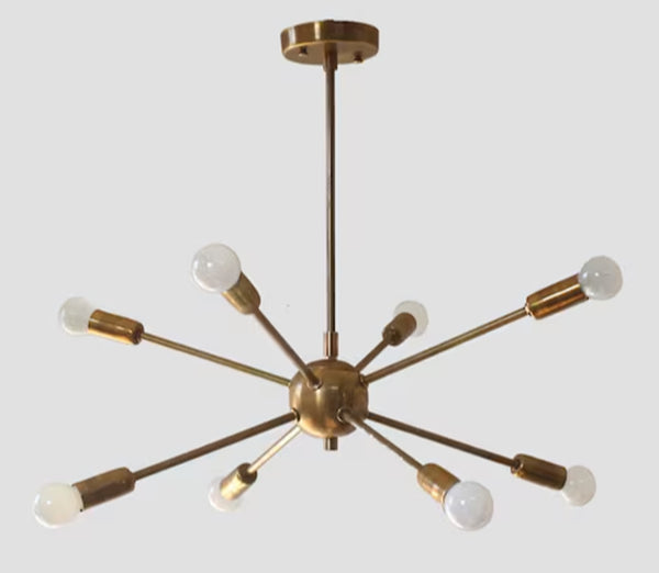 8 Light Mid Century Brass Sputnik chandelier