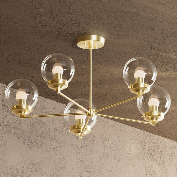 6" Glass Globe 5 Light Chandelier