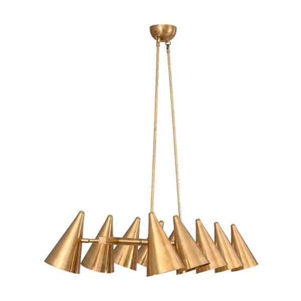 10 Light Mid Century Modern Raw Brass chandelier