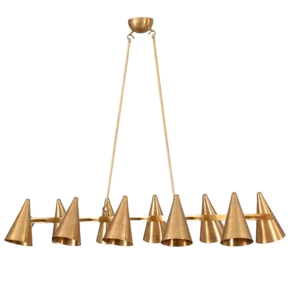 10 Light Mid Century Modern Raw Brass chandelier