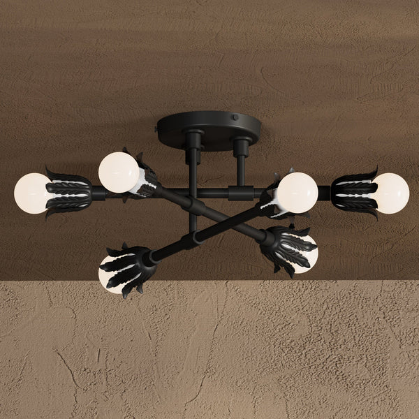 Six Light Semi Flush Fixture