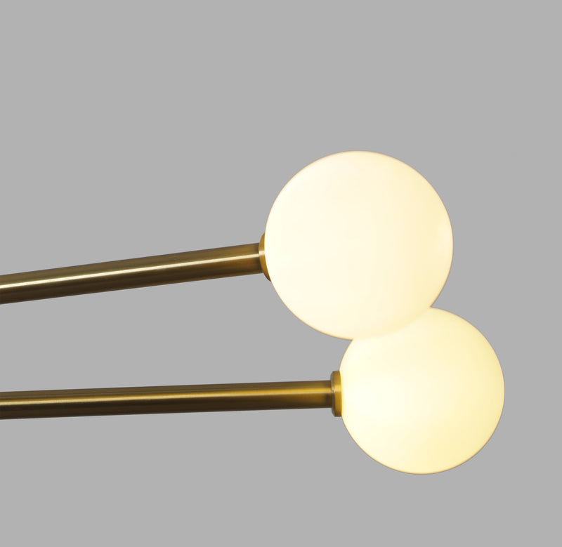 Four Globe Brass Parallel Pendant Light