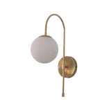 1 Light Globe Curved Wall Mid Century Raw Brass