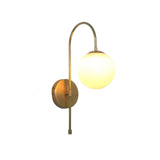 1 Light Globe Curved Wall Mid Century Raw Brass