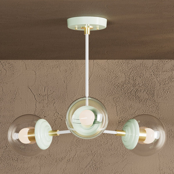 Modern Glass Globe 3 Light Chandelier