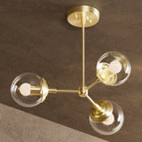 Modern Glass Globe 3 Light Chandelier