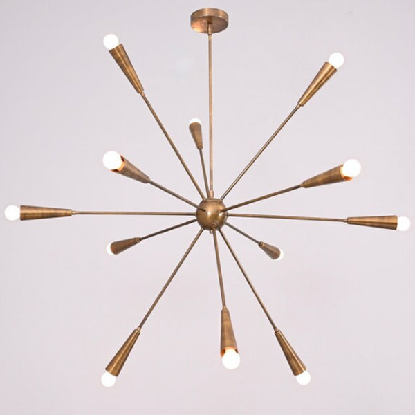 12 Light Stilnovo Style Raw Brass chandelier light