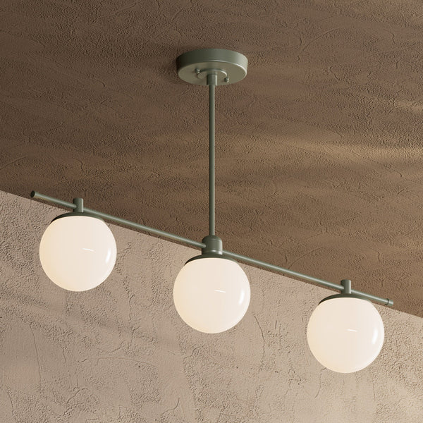 Modern Glass Globe 3 Light Linear Chandelier