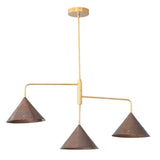 3 Light Cone Ceiling Contemporary Style Raw Brass