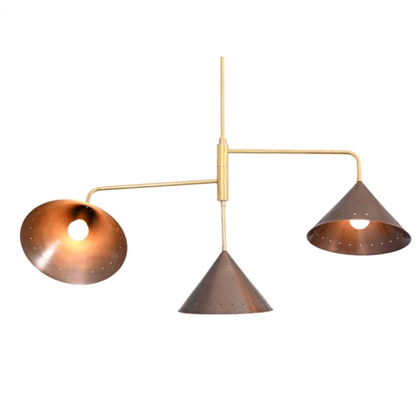 3 Light Cone Ceiling Contemporary Style Raw Brass