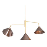 3 Light Cone Ceiling Contemporary Style Raw Brass