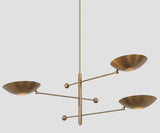 3 Shade Brass Mid Century Modern Chandelier