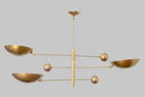 3 Shade Brass Mid Century Modern Chandelier