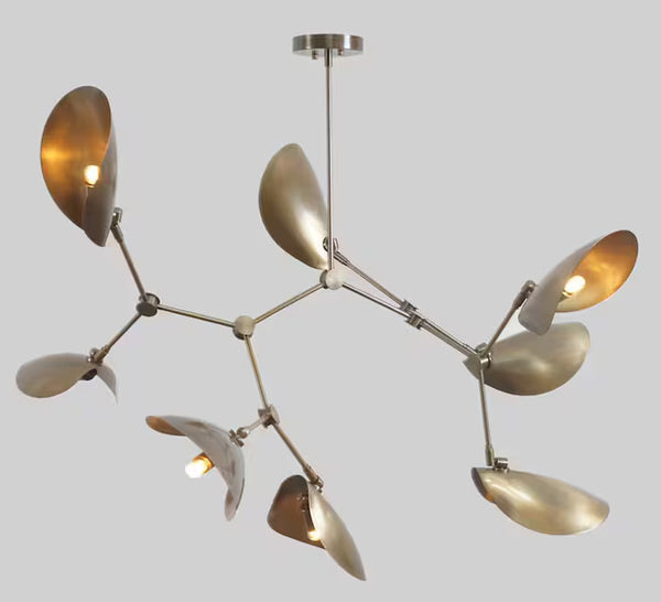 Mid Century modern 8 Arm Brass Stingray Chandelier