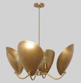 Four Petal Brass Mid Century Modern Chandelier