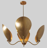 Four Petal Brass Mid Century Modern Chandelier