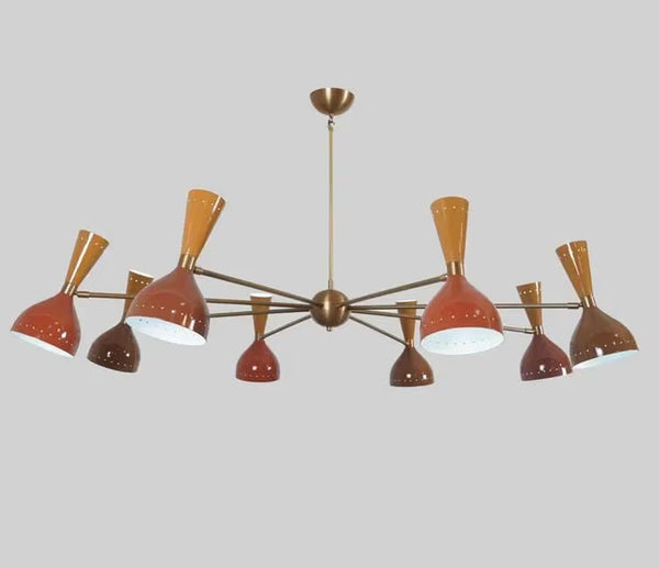 8 Arm 16 Light Mid Century Italian Sputnik Chandelier