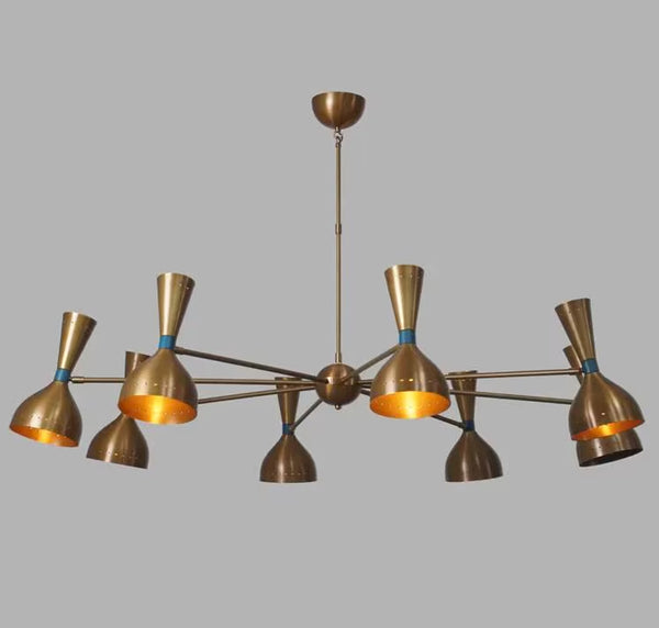 8 Arm 16 Light Mid Century Italian Sputnik Chandelier