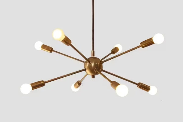 8 Arms Mid Century Modern Brass Sputnik Chandelier