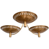 3 Light Slitz Curved Dome Style Raw Brass Chandelier