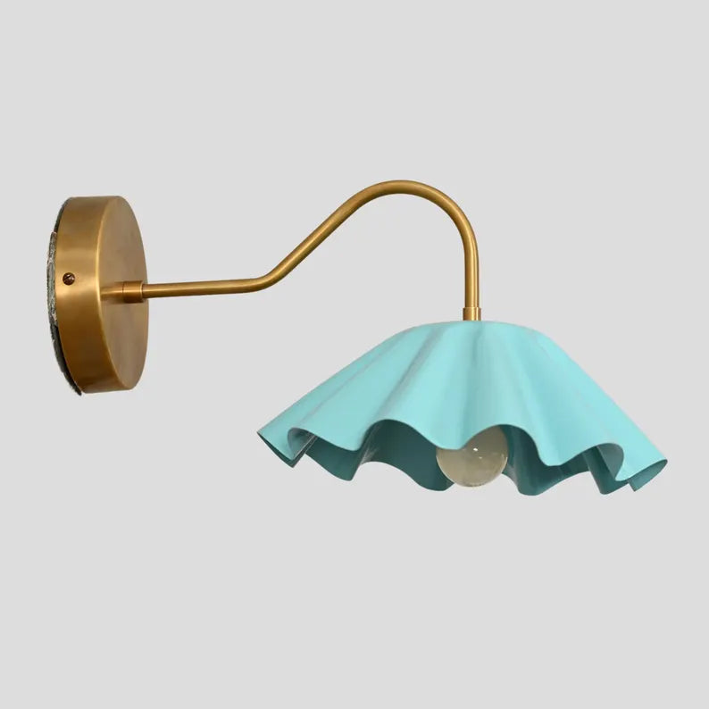 Wall Lamp Curved Spike Blue Ceiling Light Italian Brass