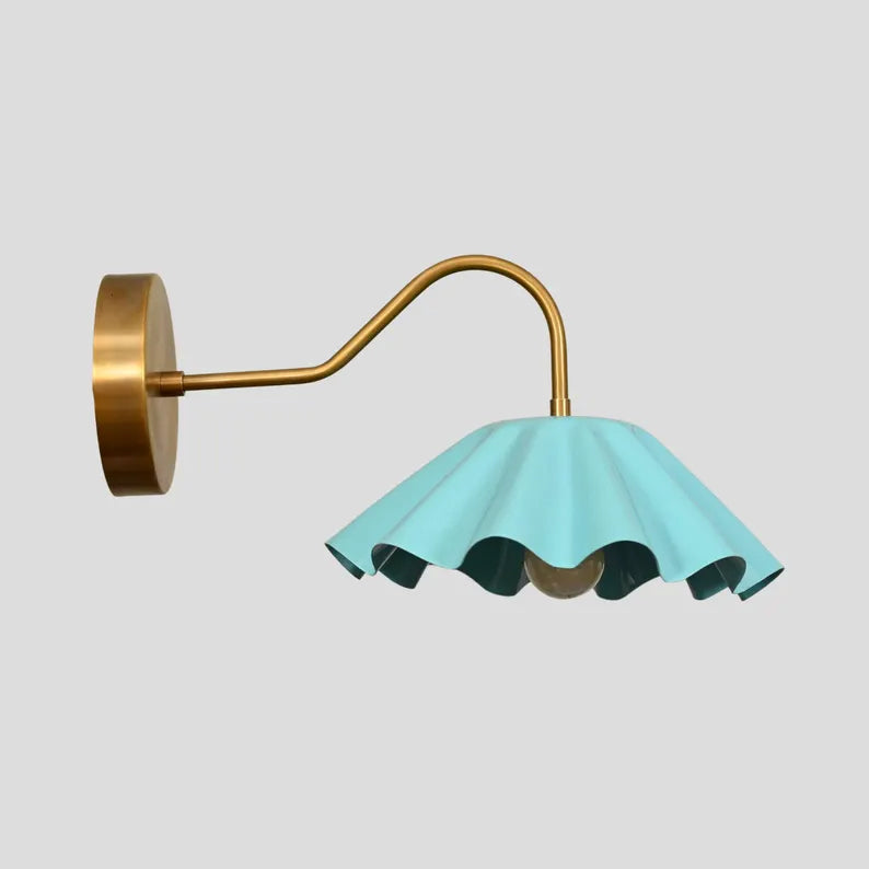 Wall Lamp Curved Spike Blue Ceiling Light Italian Brass