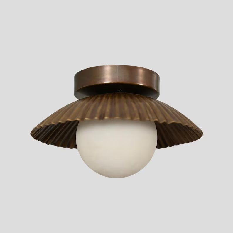 Flush mount Ceiling Light Italian Brass Glass Globe