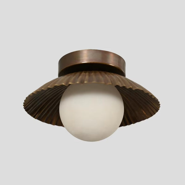 Flush mount Ceiling Light Italian Brass Glass Globe