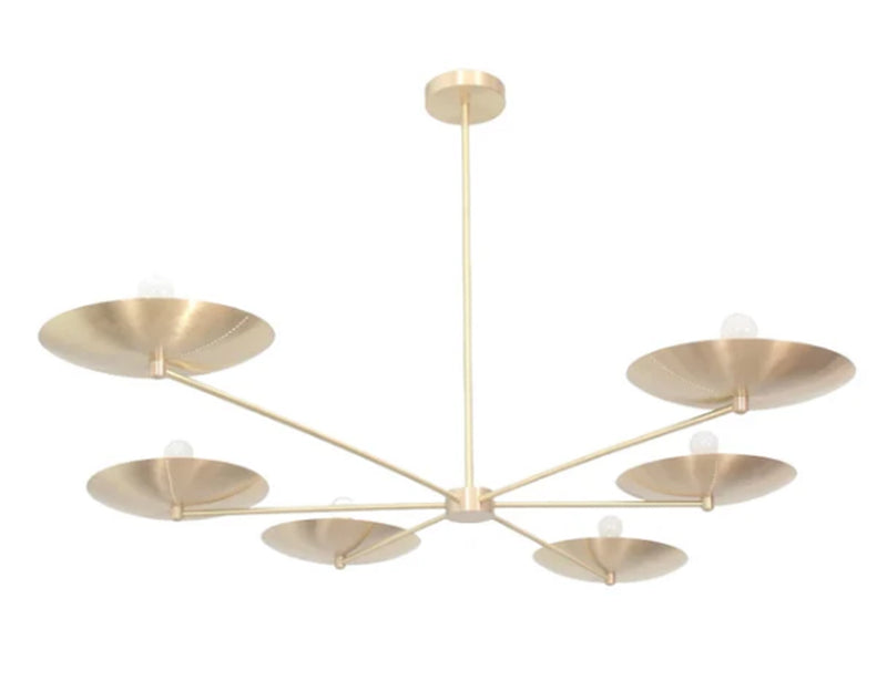 6 Light Spider Dome Style Raw Brass Chandelier