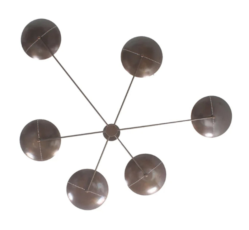 6 Light Spider Dome Style Raw Brass Chandelier