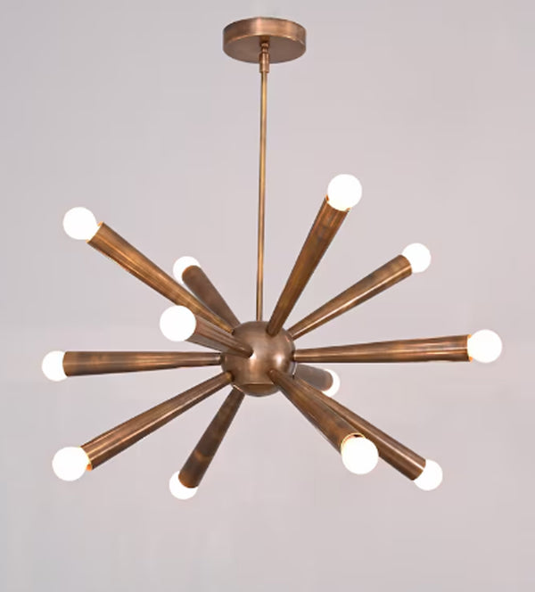 12 Light Stilnovo Style Raw Brass chandelier