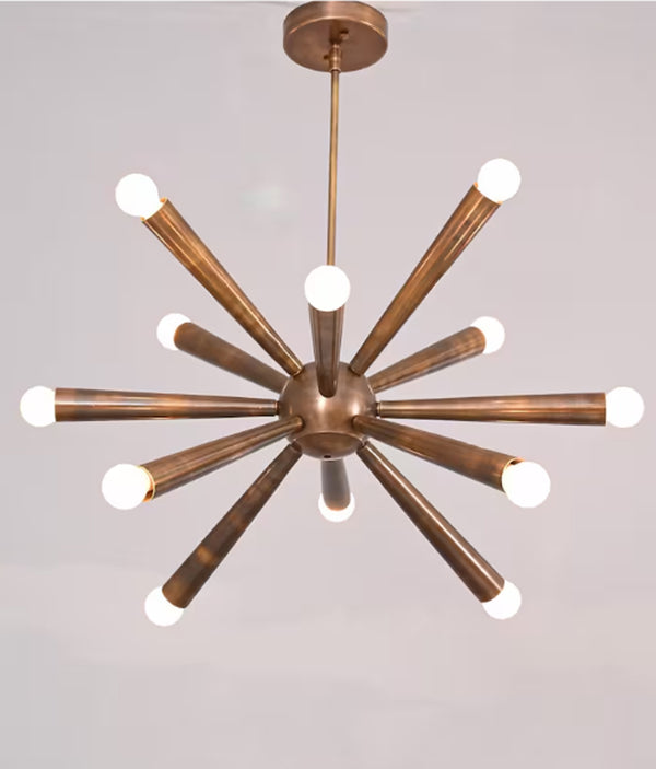 12 Light Stilnovo Style Raw Brass chandelier