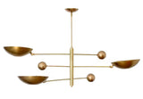 3 Light Pendant Mid Century Modern Raw Brass