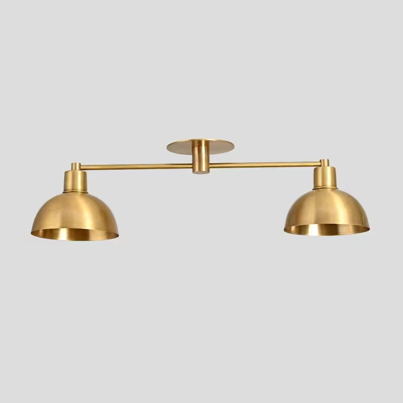 Semi Flush Mount Ceiling Light Brass Double Modern