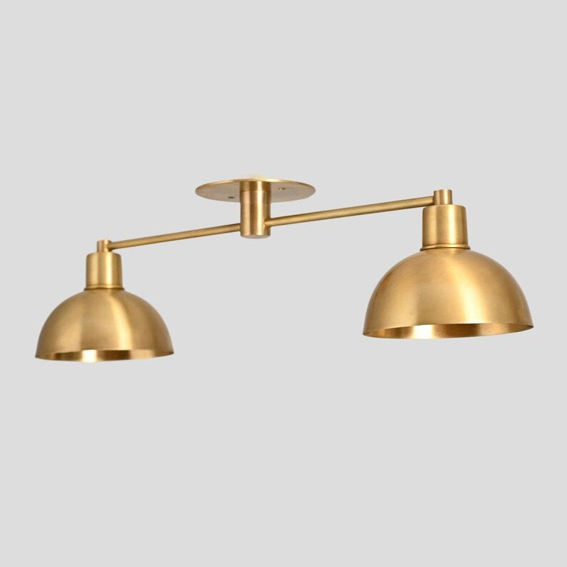 Semi Flush Mount Ceiling Light Brass Double Modern