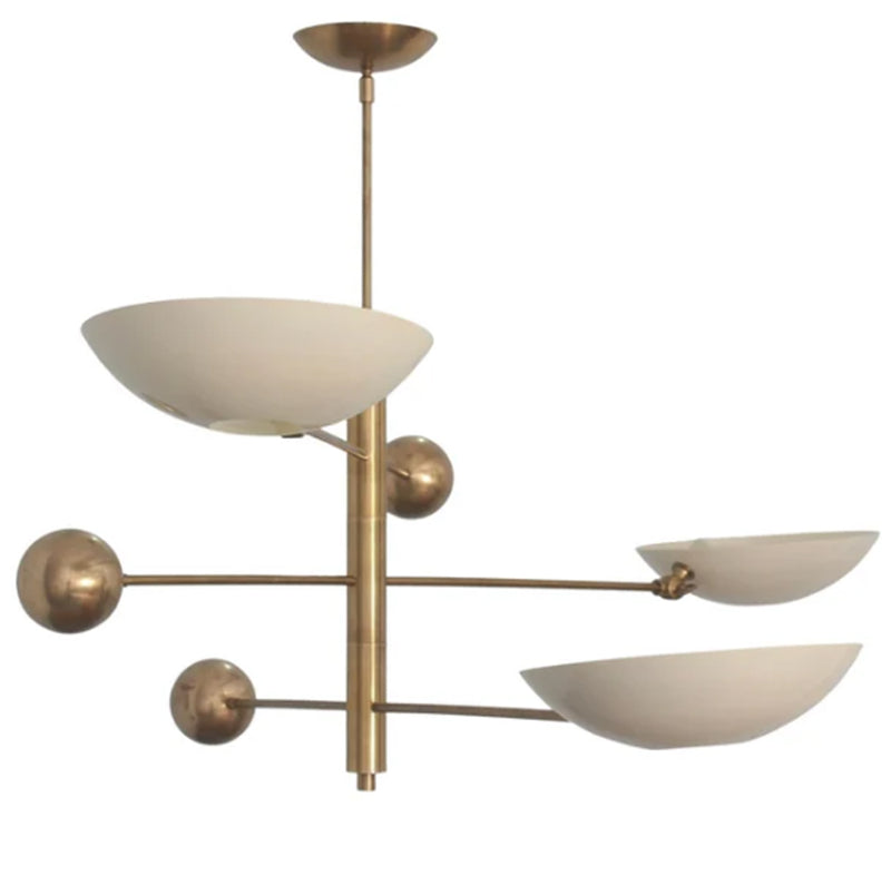 3 Light Pendant Mid Century Modern Raw Brass