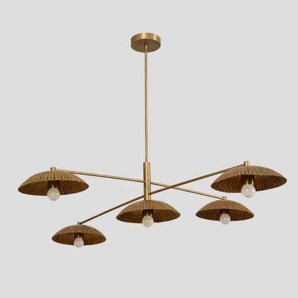 5 Light Italian Brass Mid Century Modern Chandelier