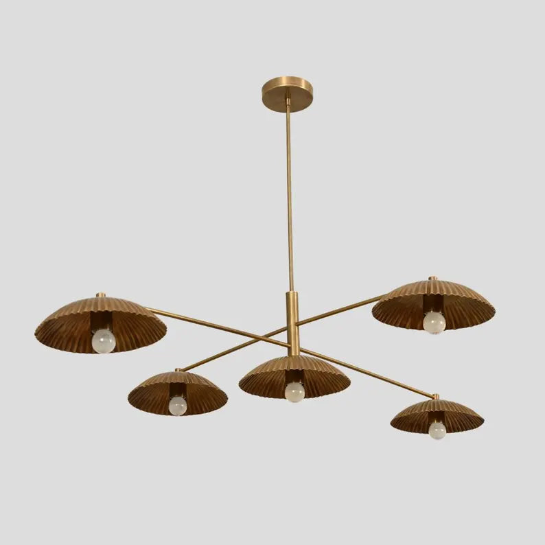 5 Light Italian Brass Mid Century Modern Chandelier