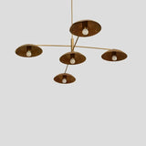 5 Light Italian Brass Mid Century Modern Chandelier