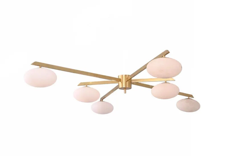 6 Light Stilnovo Style Globe Mid Century Brass Sputnik chandelier light Fixture