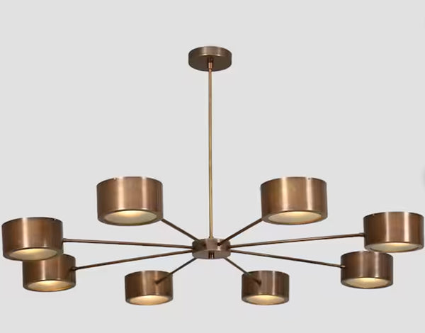 8 Light Stilnovo Balance Glass Raw Brass chandelier